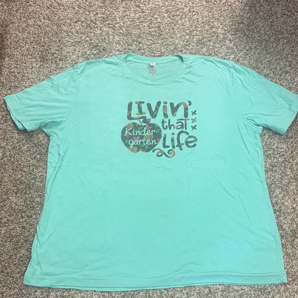Bella Canvas Aqua Short Sleeve "Livin' That Life" Kindergarten Tee